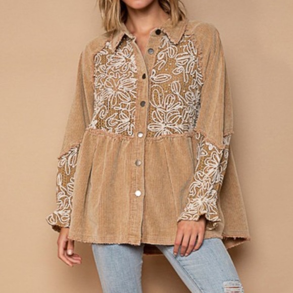 Last 1️⃣. POL. New Beaded Corduroy Shacket. - Picture 3 of 6